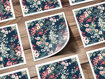 Ditsy Christmas Foliage Blush and Dark Seamless Pattern Digital