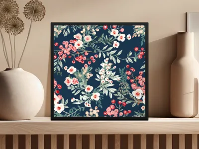 Ditsy Christmas Foliage Blush and Dark Seamless Pattern Digital