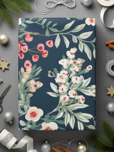 Ditsy Christmas Foliage Blush and Dark Seamless Pattern Digital