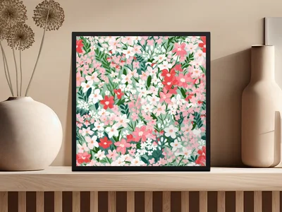 Ditsy Christmas Foliage Blush Pink Floral Seamless Pattern