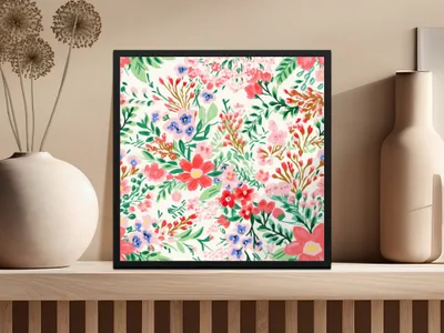 Ditsy Christmas Foliage Floral Seamless Pattern for Commercial Use
