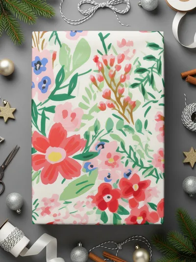 Ditsy Christmas Foliage Floral Seamless Pattern for Commercial Use