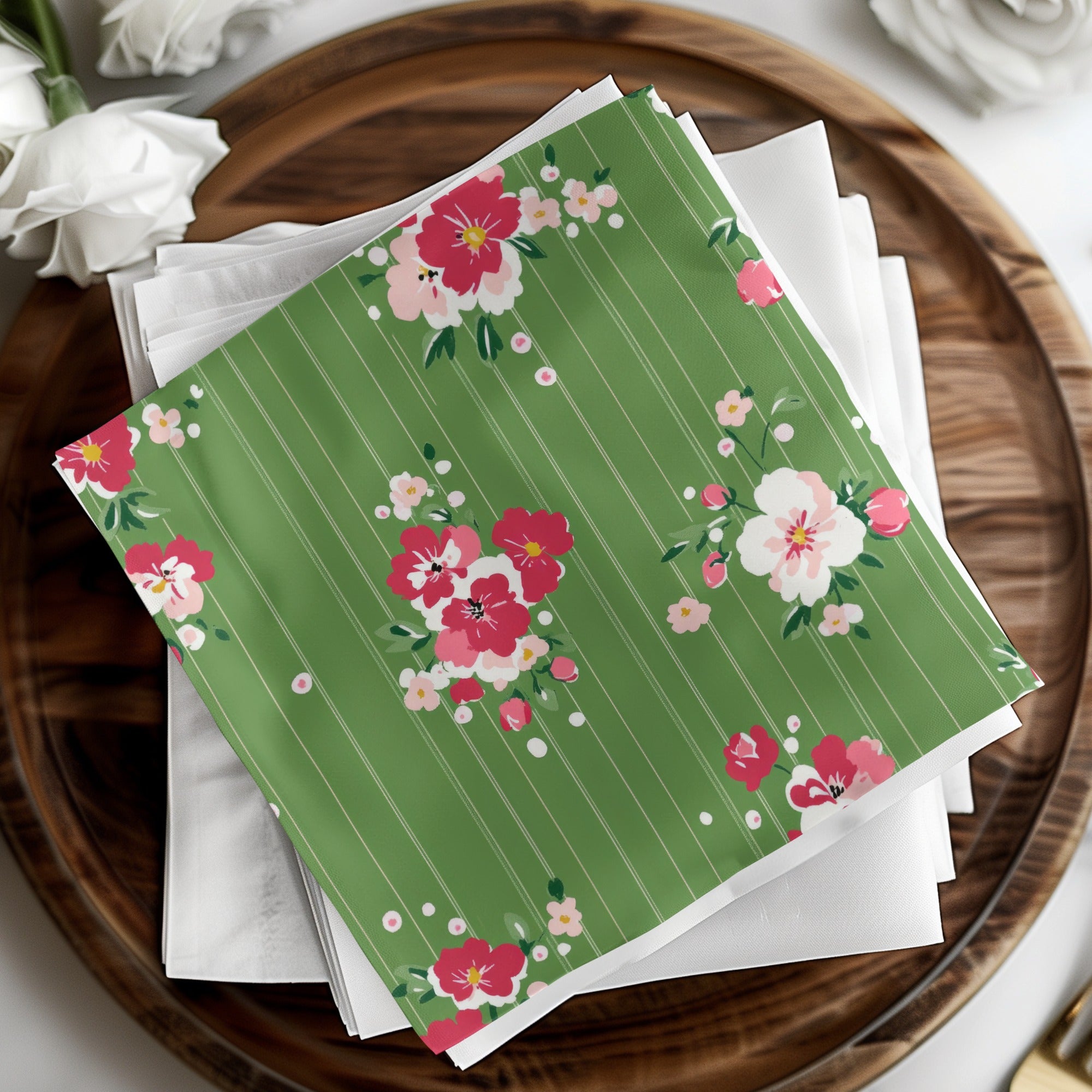 Ditsy Christmas Rose Pattern, Digital Winter Floral Repeat, Festive Digital Background, Christmas Scrapbook Paper, Seamless Textile Design