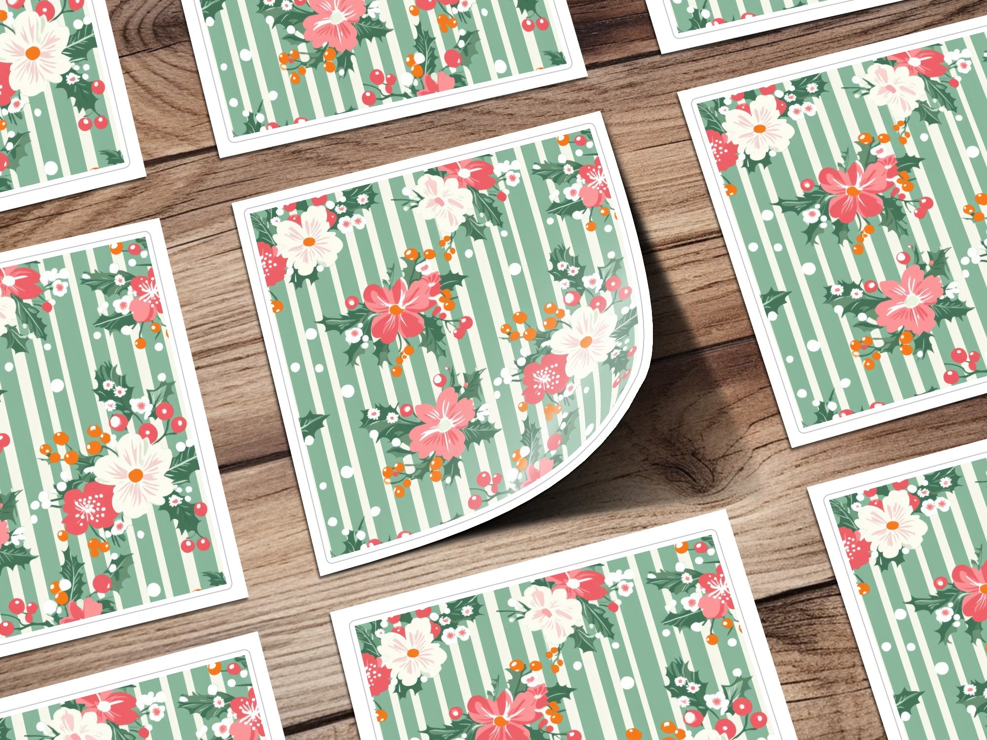 Ditsy Christmas Rose Pattern, Holiday Fabric Design, Red Pink White Flowers, Festive Digital Background, Seamless Holiday Floral