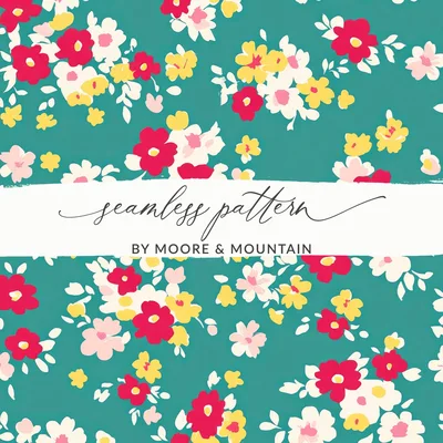 Ditsy Christmas Rose Pattern, Seamless Holiday Floral, Festive Floral Repeat, Winter Floral Repeat, Christmas Digital Paper