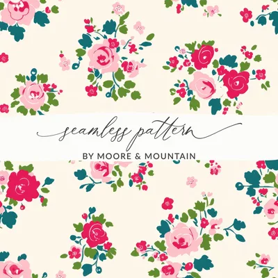 Ditsy Christmas Seamless Pattern, Floral Repeat, Holiday Digital Background, Ditsy Winter Flowers, Romantic Holiday Pattern, Christmas rose