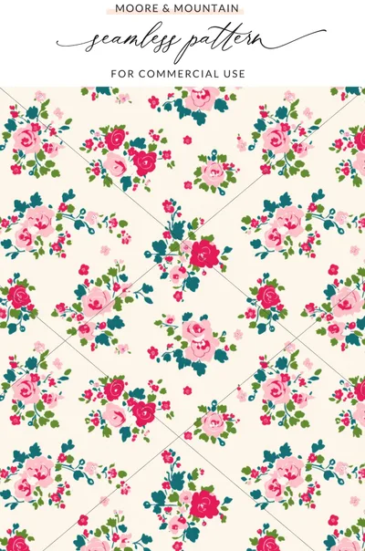 Ditsy Christmas Seamless Pattern, Floral Repeat, Holiday Digital Background, Ditsy Winter Flowers, Romantic Holiday Pattern, Christmas rose