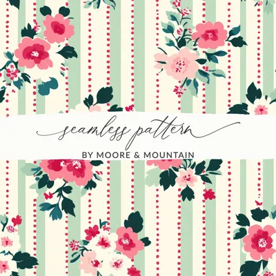 Ditsy Christmas Seamless Pattern, Holiday Digital Paper, Festive Floral Repeat, Winter Wrapping Paper Design, Vintage Christmas Print