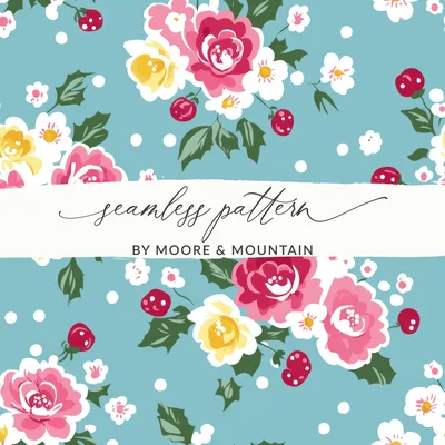 Ditsy Christmas Seamless Pattern, Holiday Floral Pattern, Vintage Christmas Print, Christmas Digital Paper, Floral Repeat