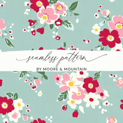 Ditsy Christmas Seamless Pattern, Holiday Floral Pattern, Vintage Christmas Wallpaper, Winter Wrapping Paper Pattern, Digital Paper