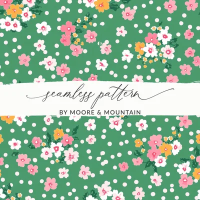 Ditsy Ditsy Christmas Pattern, Floral Repeat, Winter Wrapping Paper Design, Seamless Holiday Floral, Romantic Holiday Pattern Digital
