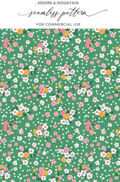 Ditsy Ditsy Christmas Pattern, Floral Repeat, Winter Wrapping Paper Design, Seamless Holiday Floral, Romantic Holiday Pattern Digital