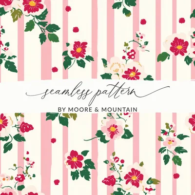 Ditsy Ditsy Christmas Rose Pattern, Seamless Holiday Floral, Vintage Christmas Print, Winter Wrapping Paper Digital Design