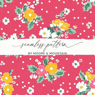 Ditsy Ditsy Christmas Seamless Pattern, Pastel Floral Repeat, Holiday Digital Paper, Cottagecore Winter Flowers, Festive Surface Design