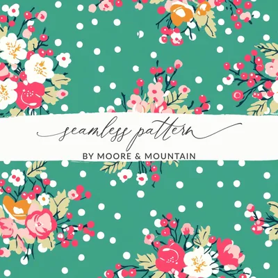 Ditsy Ditsy Floral Repeat Digital Paper, Christmas Seamless Pattern, Festive Scrapbook Paper, Romantic Holiday Fabric Design, Pastel Winter