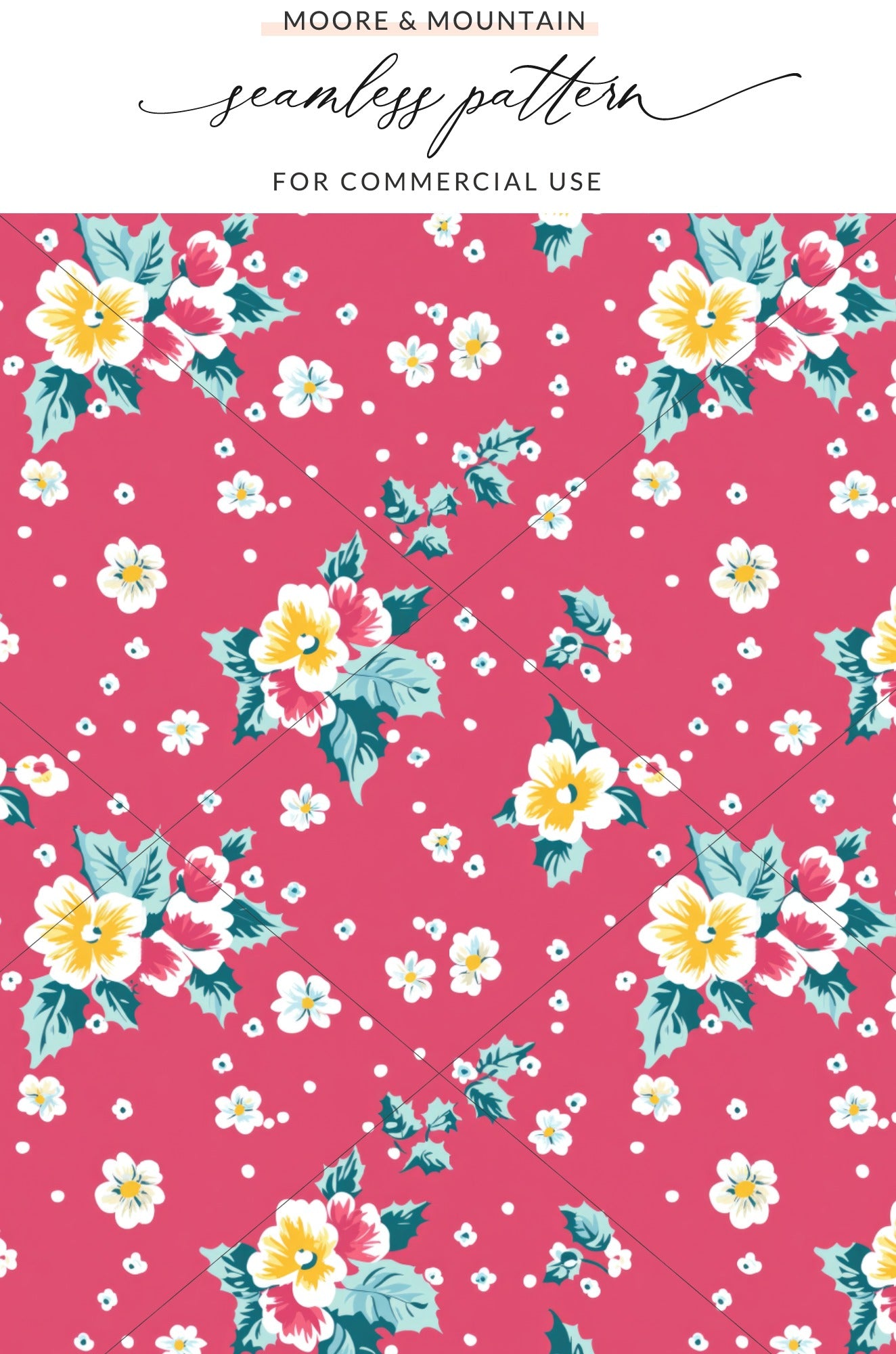 Ditsy Ditsy Seamless Christmas Pattern Digital, Red Pink White Flowers, Winter Floral Repeat, Holiday Scrapbook Paper, Christmas Print