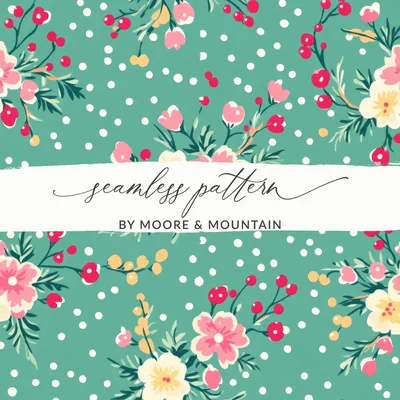 Ditsy Ditsy Seamless Christmas Pattern, Holiday Fabric Design, Pastel Winter Floral Repeat, Modern Holiday Scrapbook Digital Paper