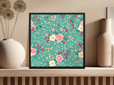 Ditsy Ditsy Seamless Christmas Pattern, Holiday Fabric Design, Pastel Winter Floral Repeat, Modern Holiday Scrapbook Digital Paper