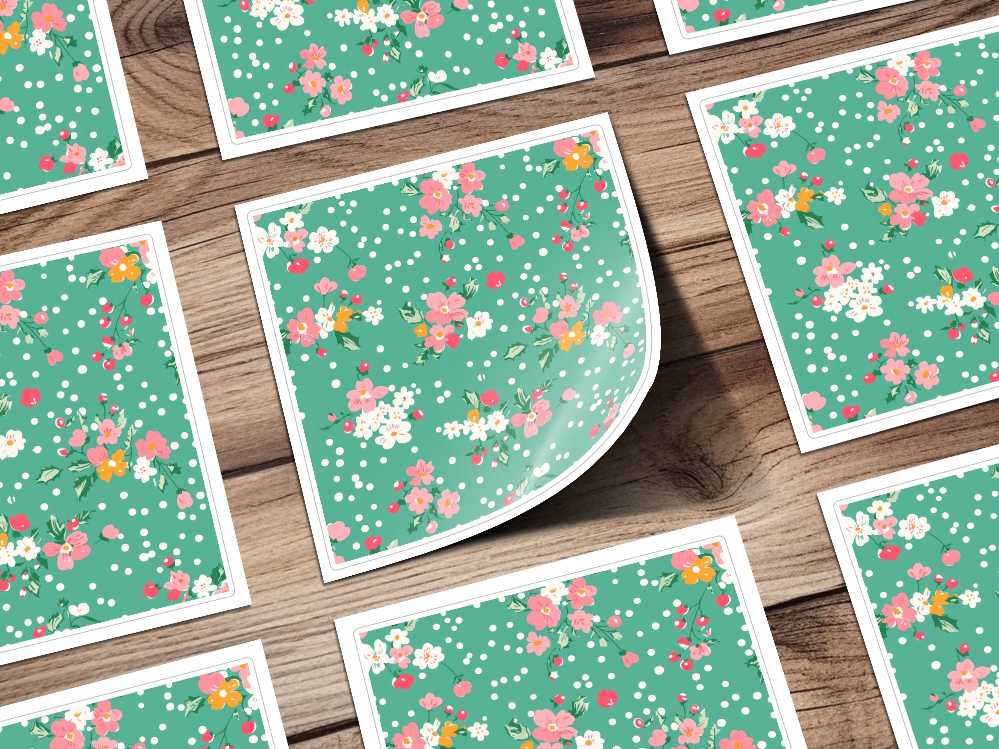 Ditsy Ditsy Seamless Christmas Pattern, Pink White Flowers, Holiday Scrapbook Paper, Festive Digital Background