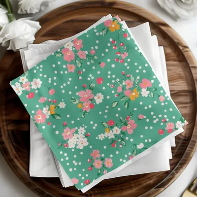Ditsy Ditsy Seamless Christmas Pattern, Pink White Flowers, Holiday Scrapbook Paper, Festive Digital Background