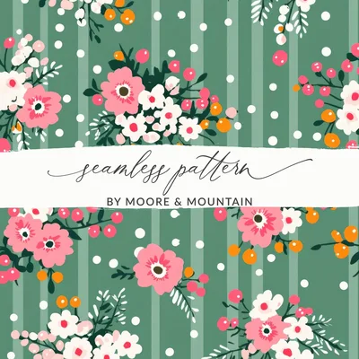 Ditsy Ditsy Seamless Christmas Pattern, Winter Floral Repeat, Cottagecore Christmas Print, Festive Digital Background