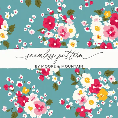 Ditsy Ditsy Seamless Christmas Pattern, Winter Floral Repeat, Holiday Fabric Design, Cottagecore Christmas Print, Festive Floral Repeat