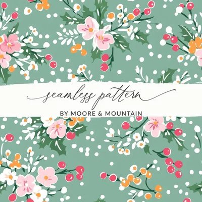 Ditsy Ditsy Seamless Christmas Pattern, Winter Floral Repeat, Holiday Fabric Design, Festive Digital Background, Christmas Digital Paper