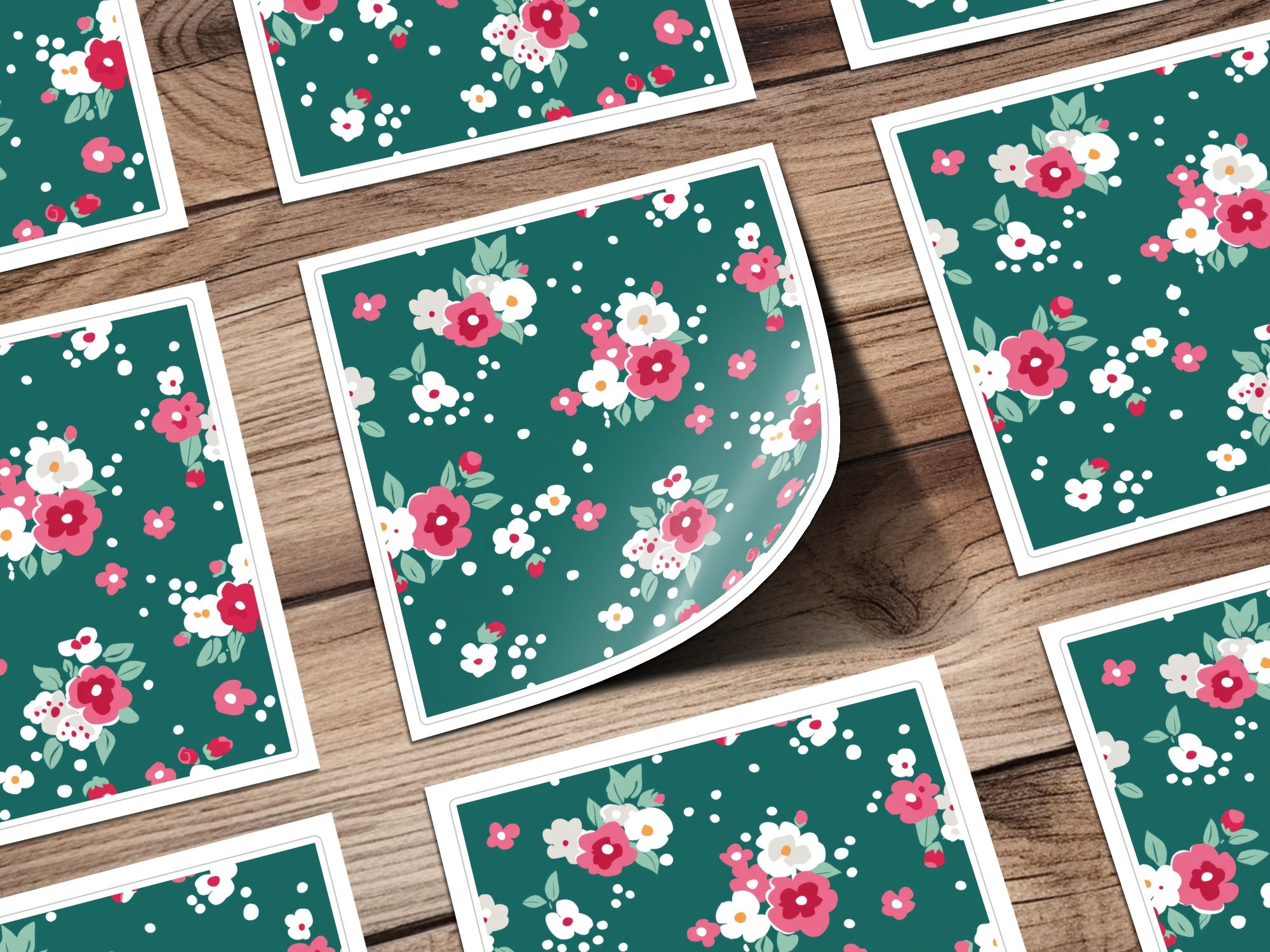 Ditsy Festive Digital Background, Christmas Floral Repeat, Seamless Holiday Pattern, Ditsy Floral, Holiday Fabric Design, Green, Pink, White