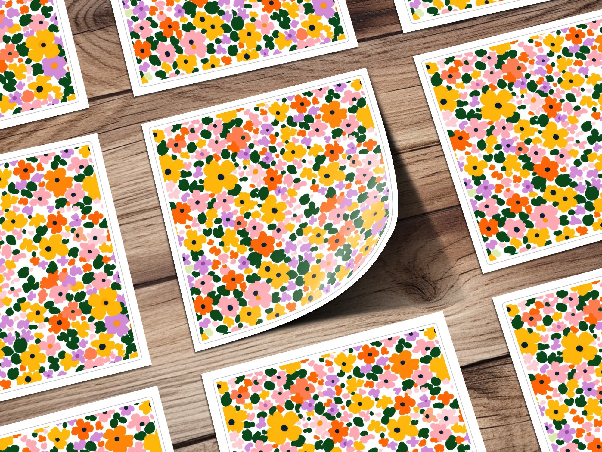 Ditsy Floral Boho Seamless Pattern, Blush, Yellow, Orange, Lilac Flowers Digital Paper, Fabric Design, Scrapbooking, Printable Art