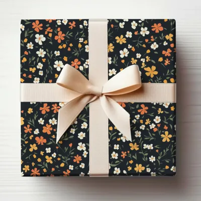 Ditsy Floral Pattern Black Background Digital