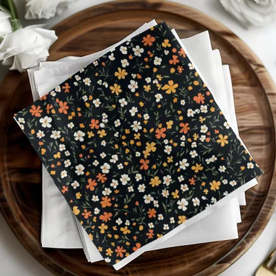 Ditsy Floral Pattern Black Background Digital