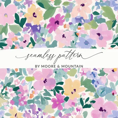 Ditsy Floral Purple Pastel Floral Garden Abstract Art Print - Digital Download - Artistic Pattern Wall Decor