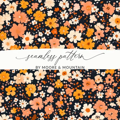 Ditsy Floral Seamless on Dark Background Digital