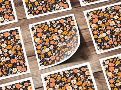Ditsy Floral Seamless on Dark Background Digital