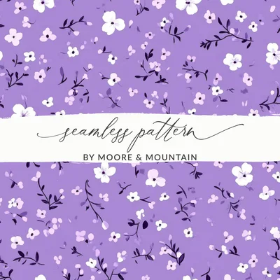 Ditsy Floral Seamless On Lavender Spring Pattern Digital