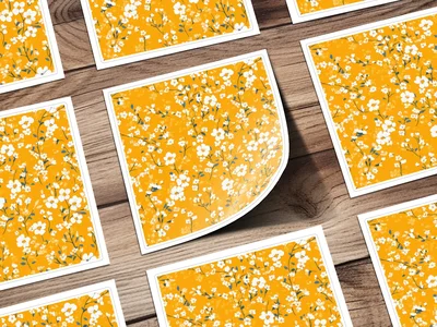 Ditsy Floral Seamless Pattern On Gold Spring Digital