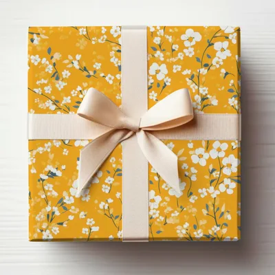 Ditsy Floral Seamless Pattern On Gold Spring Digital