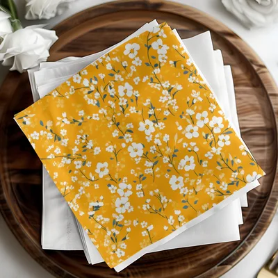 Ditsy Floral Seamless Pattern On Gold Spring Digital