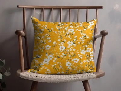 Ditsy Floral Seamless Pattern On Gold Spring Digital