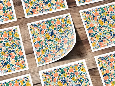 Ditsy Floral Seamless Pattern, Orange Yellow Blue Digital Paper, Boho Floral Seamless Pattern, Floral Print, Digital Fabric Design