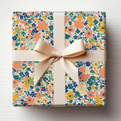 Ditsy Floral Seamless Pattern, Orange Yellow Blue Digital Paper, Boho Floral Seamless Pattern, Floral Print, Digital Fabric Design