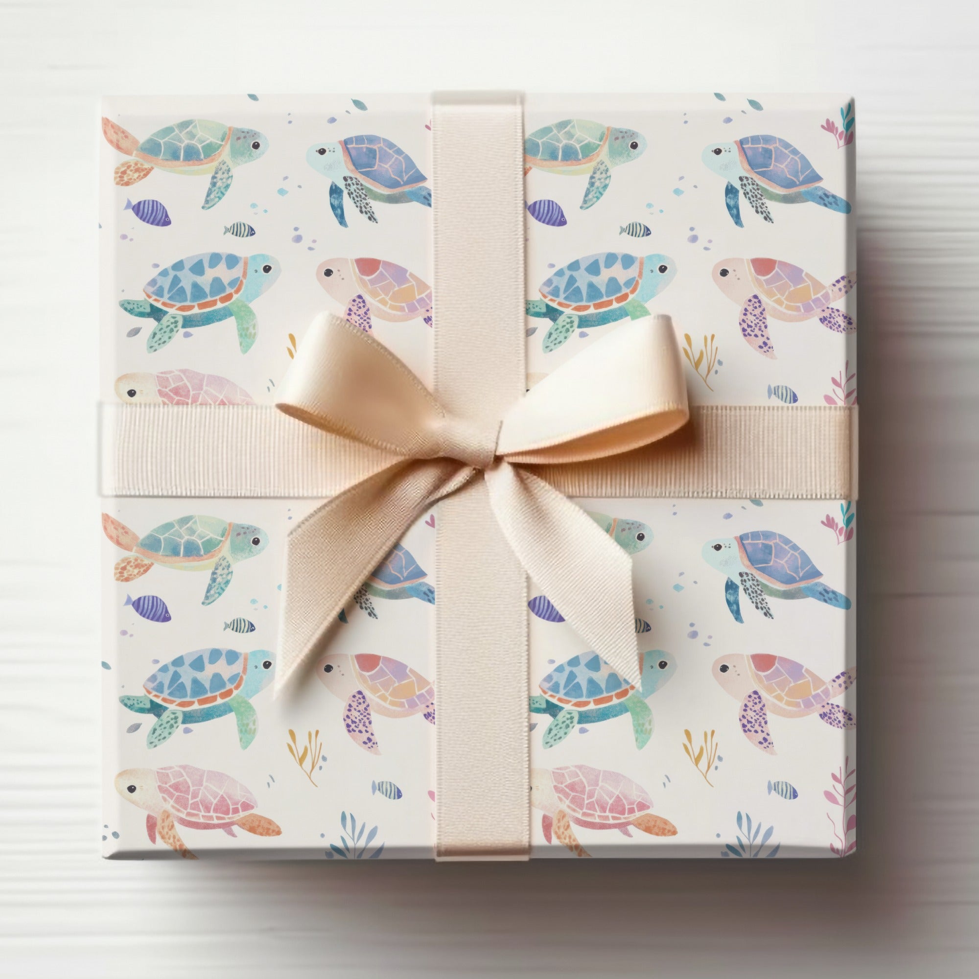 Pastel Sea Turtles Seamless Background Watercolor Turtles Digital Pattern for Boys