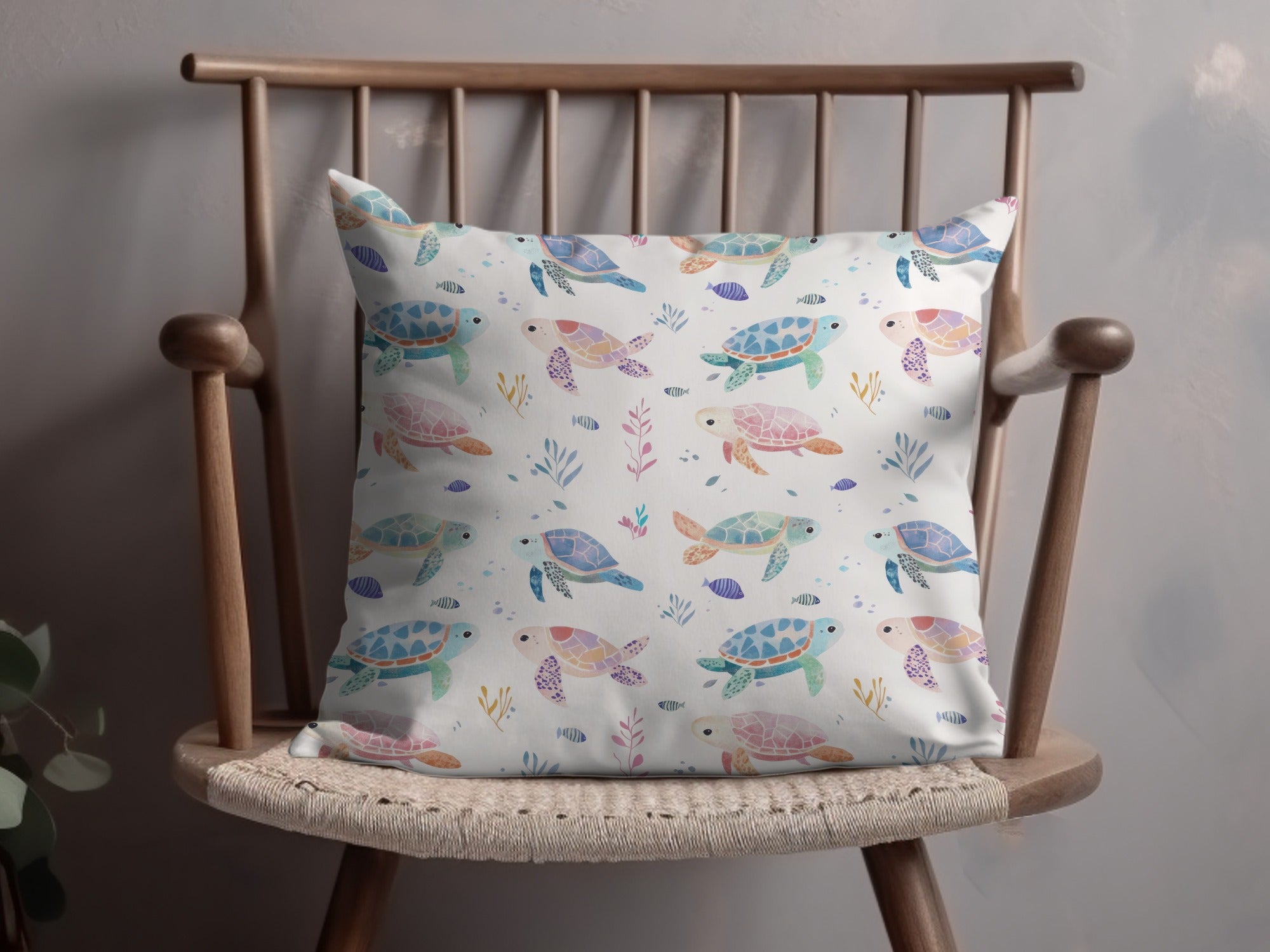 Pastel Sea Turtles Seamless Background Watercolor Turtles Digital Pattern for Boys