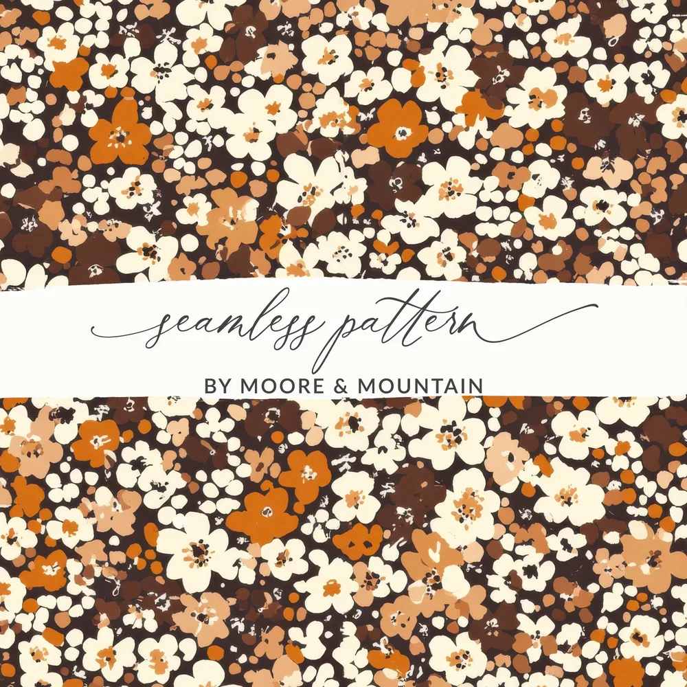 Ditsy Floral Seamless Spring Design on Dark Background