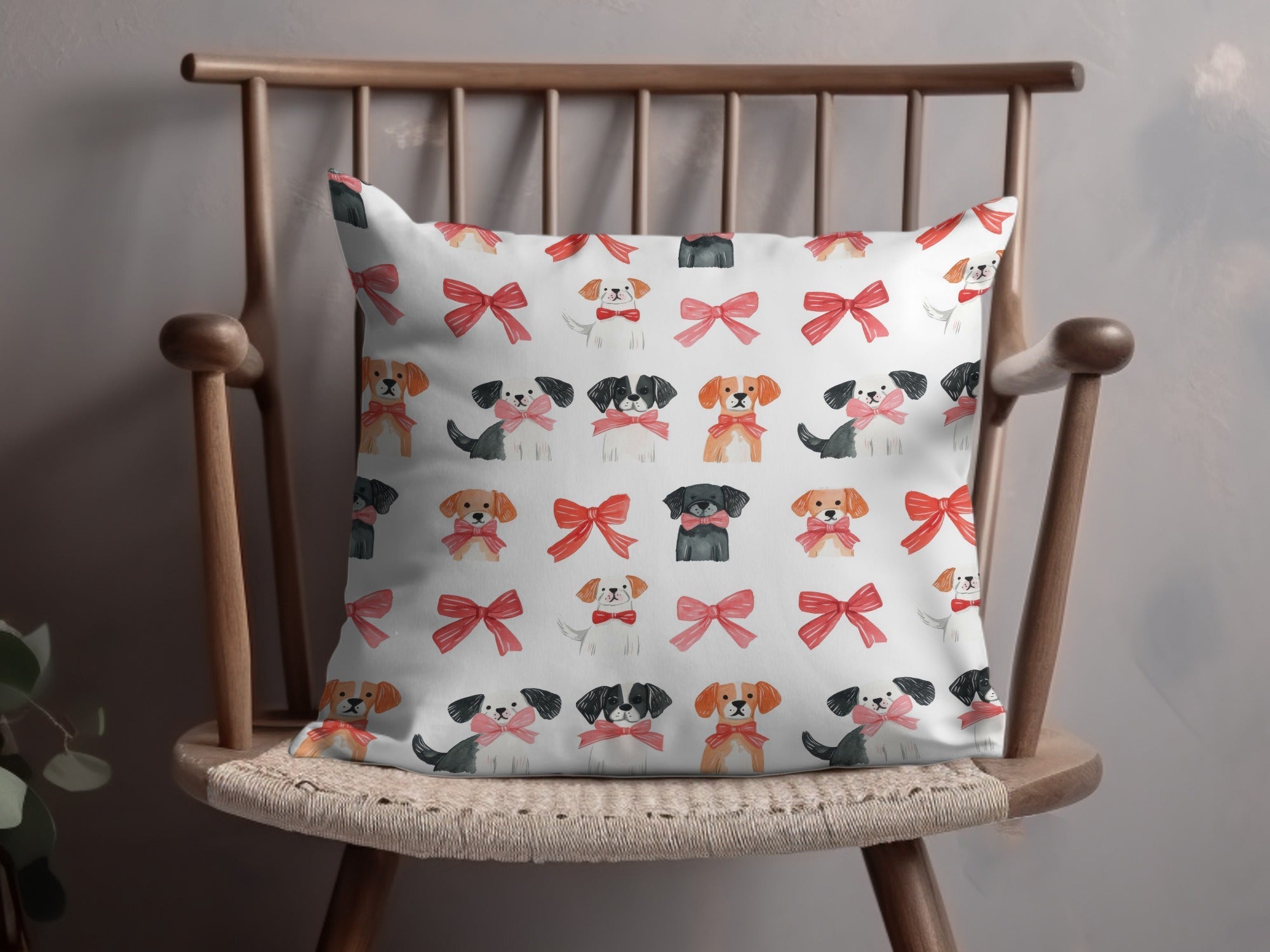 Dogs with Bows Pattern Adorable Puppies with Bow Ties Digital