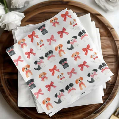 Dogs with Bows Pattern Adorable Puppies with Bow Ties Digital