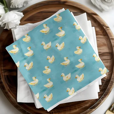 Cute Duck Seamless Background Blue Rubber Ducks