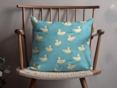 Cute Duck Seamless Background Blue Rubber Ducks