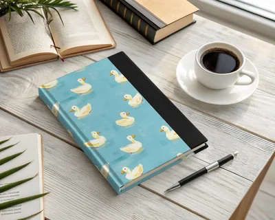 Cute Duck Seamless Background Blue Rubber Ducks