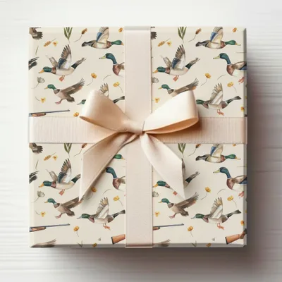 Ducks In Flight Seamless Pattern Yellow Flowers Digital